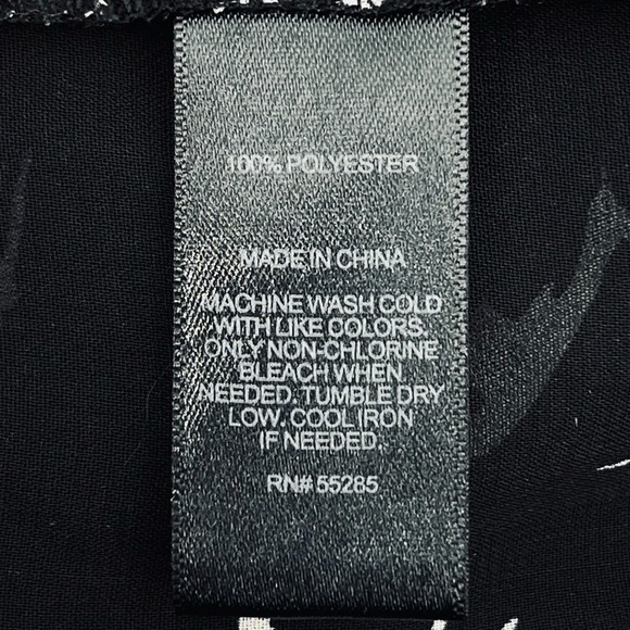 Express Portofino Sheer Black Bird Print Roll-Tab Sleeve Button-Down Shirt - Picture 9 of 10